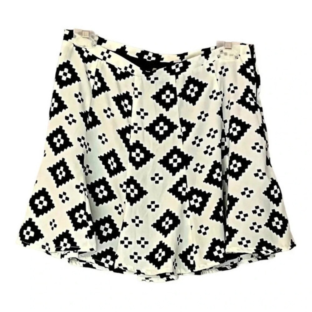 Show Me Your Mumu‎ Womens Large White Black Geometric Tribal Ikat Mini Skirt USA